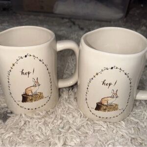 Rae Dunn Cream Bunny Hop Mugs - Set of 2